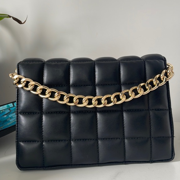 Black Faux Leather Crossbody/Clutch Bag - Picture 1 of 5